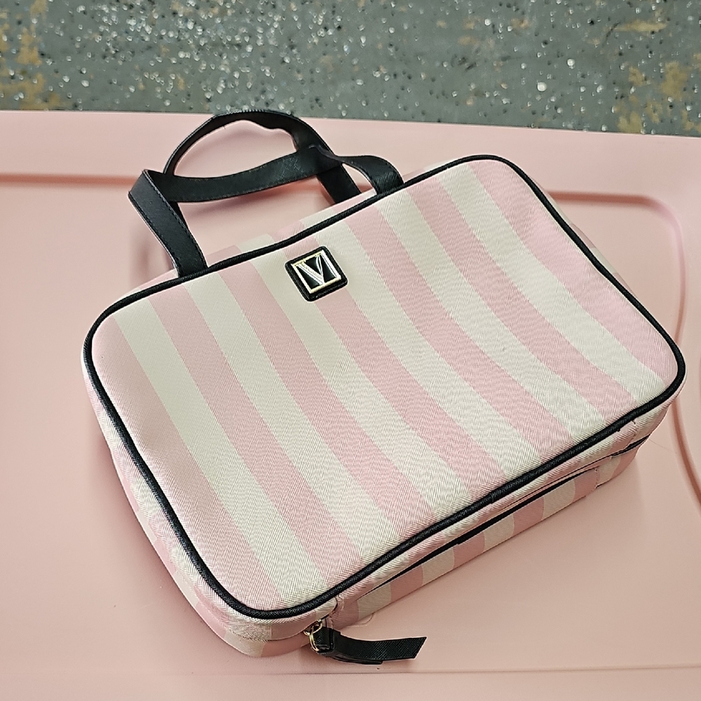 Victorias Secret Cosmetics Striped Bag